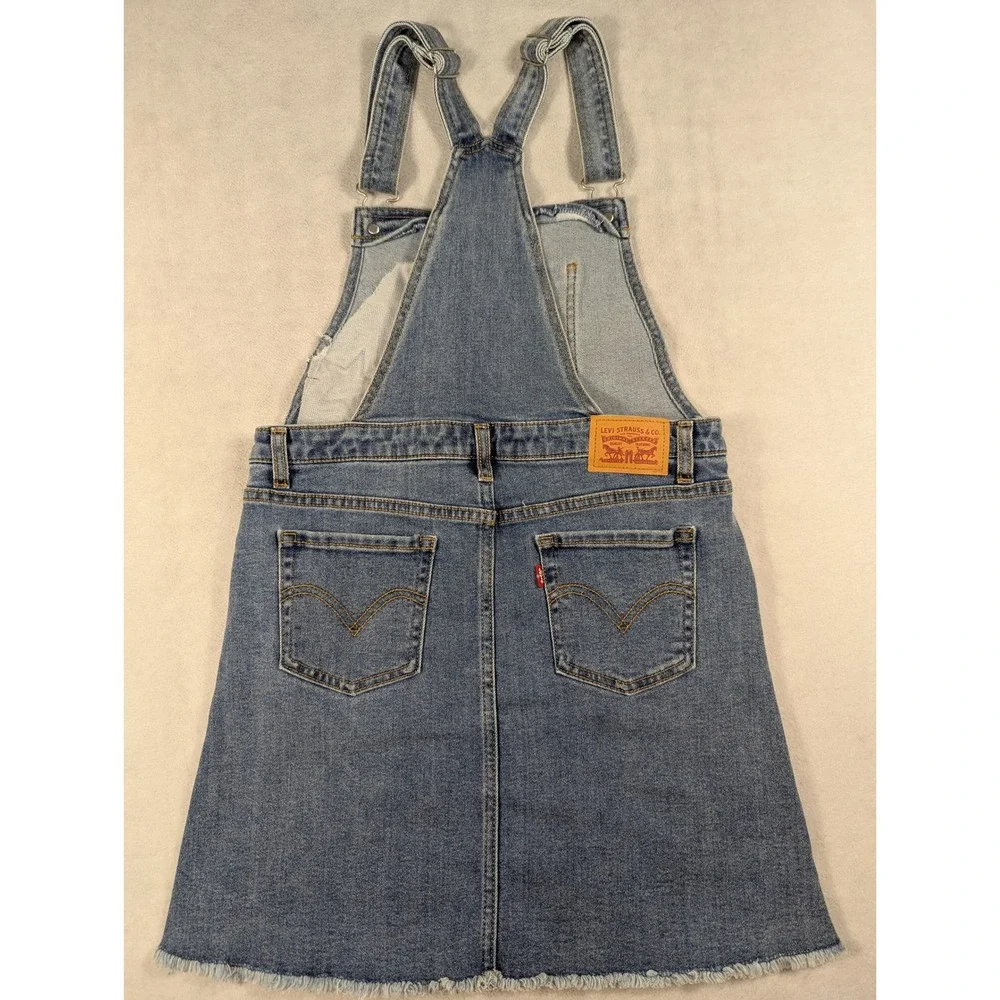 Levis Girls Skirtall Denim Overall Dress Star Patchwork Medium Wash Size 16 REG